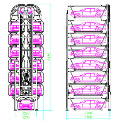 Sistema de estacionamento rotativo vertical mecânico 8 camadas Sistema de estacionamento rotativo inteligente